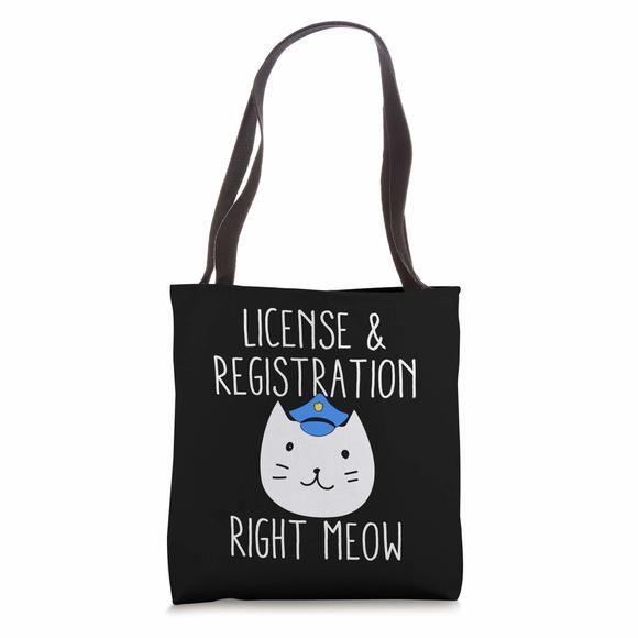Cute Cat Police License And Registration Rht Meow Tote Bag c: - Picture 1 of 4
